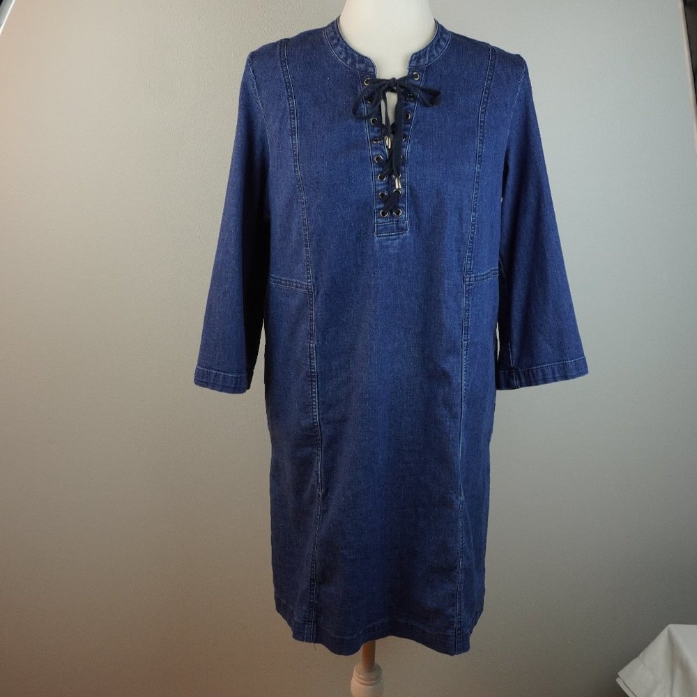 J Jill Denim Midi Shift Dress Size Medium‎